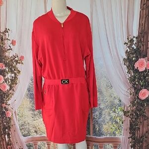 Calvin Klein Women Red Dress Longsleeve Size Large